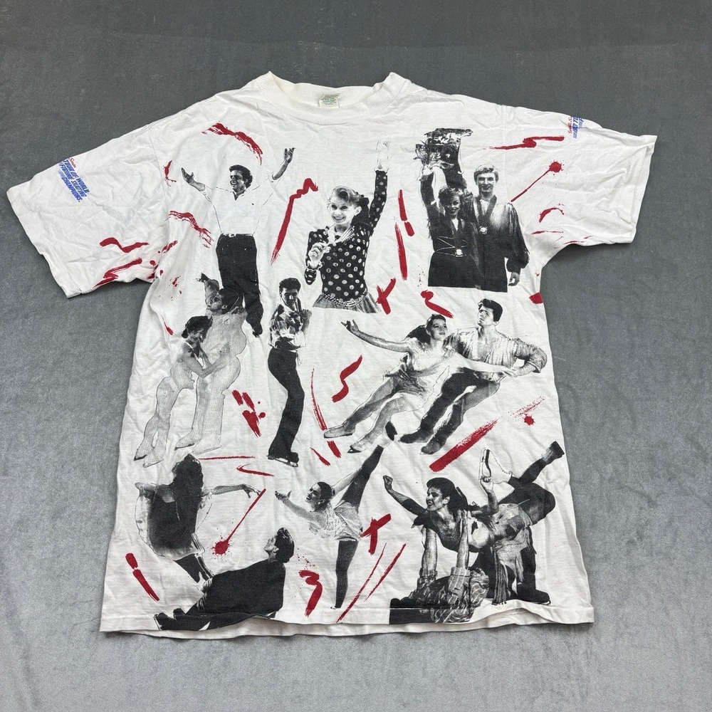 VTG 1993 Campbells Figure Skating Champions‎ All Over Print T-shirt Mens Size XL